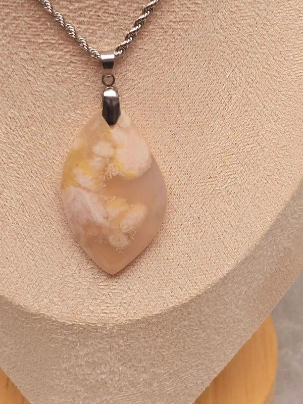 Pendentif Agate fleur de cerisier
