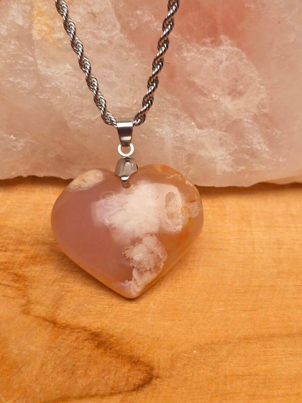 Pendentif Agate fleur de cerisier