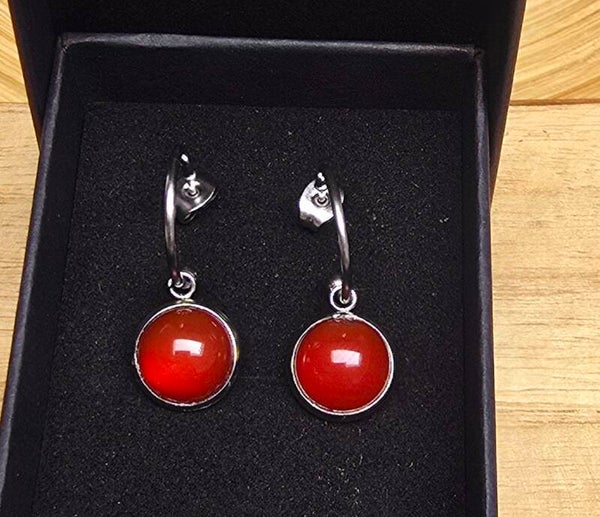 Boucle d'oreille Cornaline en acier