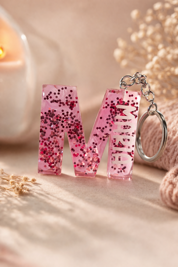 Llavero de Inicial Personalizado "Pink Glitter"