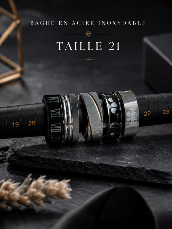 Bague en acier inoxydable taille 21