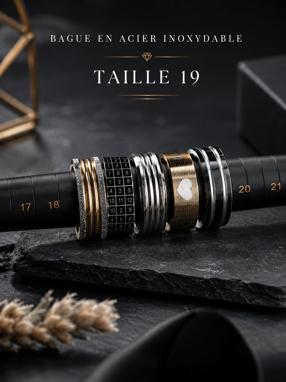 Bague en acier inoxydable taille 19