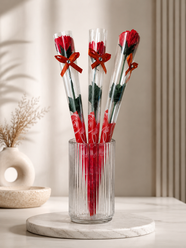 🌹 Lot de 3 Fleurs de Savon Parfumées Rouge – Élégance & Douceur