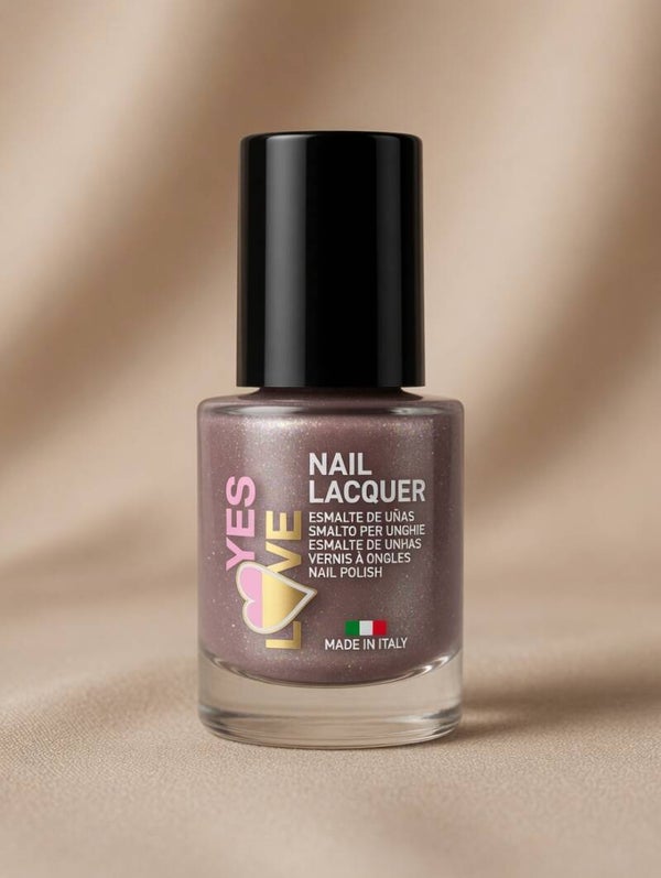 Vernis à Ongles Mauve taupe  Pailleté  – YES LOVE Nail Lacquer – Shimmer Mauve – Made in Italy 10,8