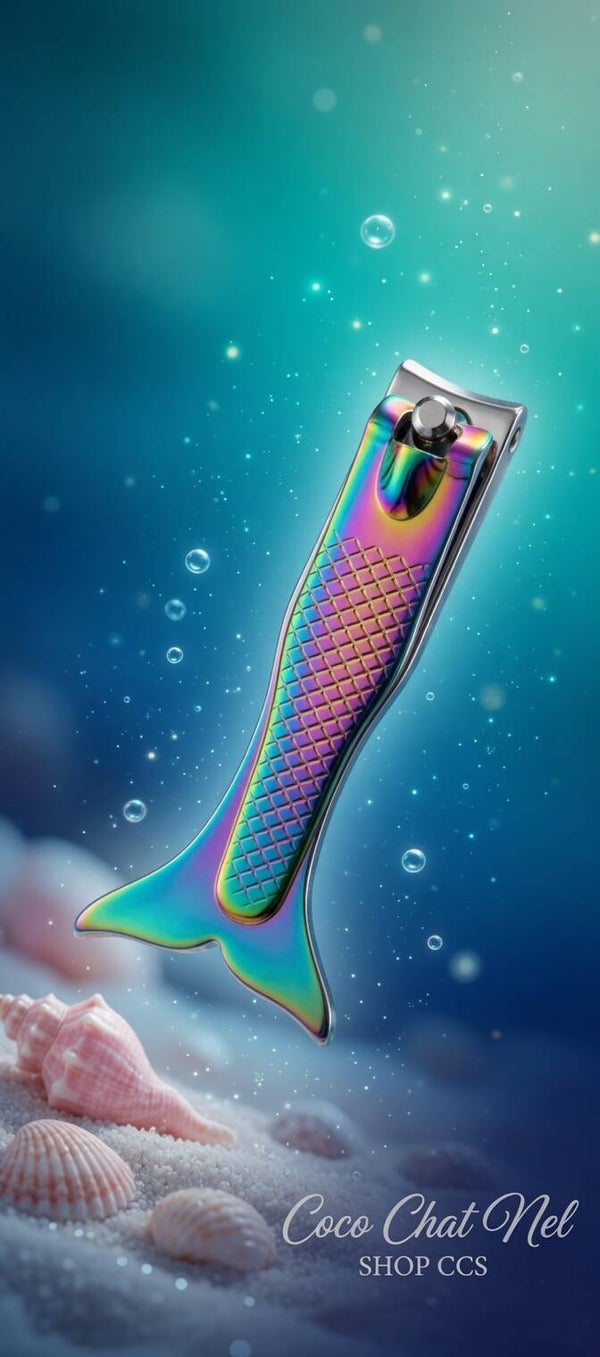 Coupe ongle néon forme sirène