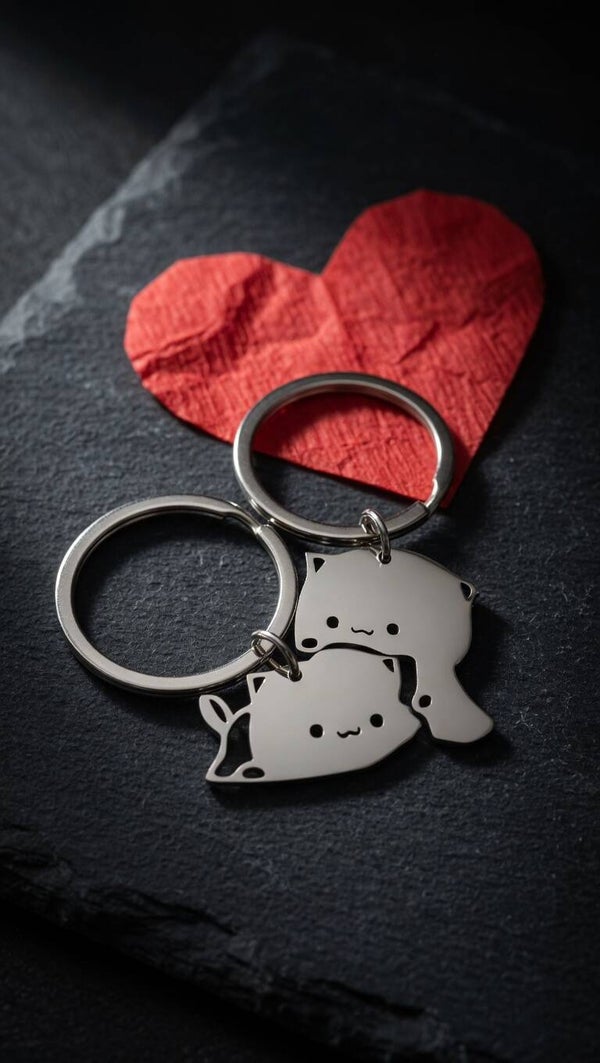 Porte clef couple forme chat