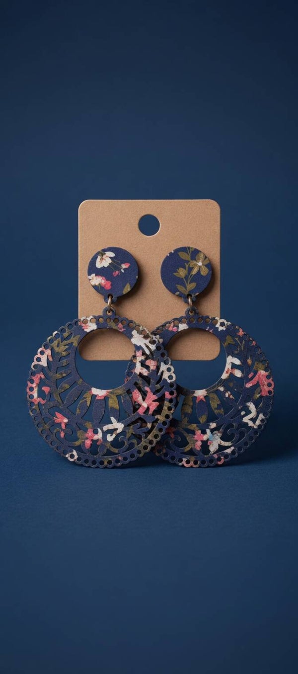 💙 Boucles d’oreilles bohèmes en bois Bleu nuit 🌃 💙 B.Obois3