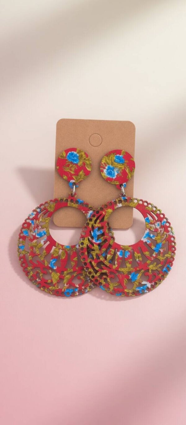 Boucles d'oreilles bohème en bois Rouge ❤️ B.0bois 5