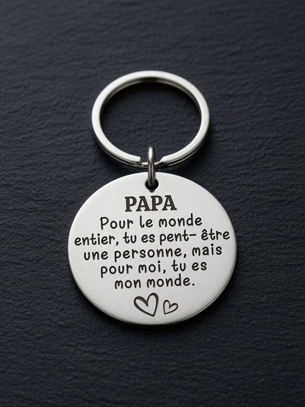Porte-clés Papa "Pour le monde entier, tu es une personne, mais pour moi tu es mon monde" – Cadeau Papa