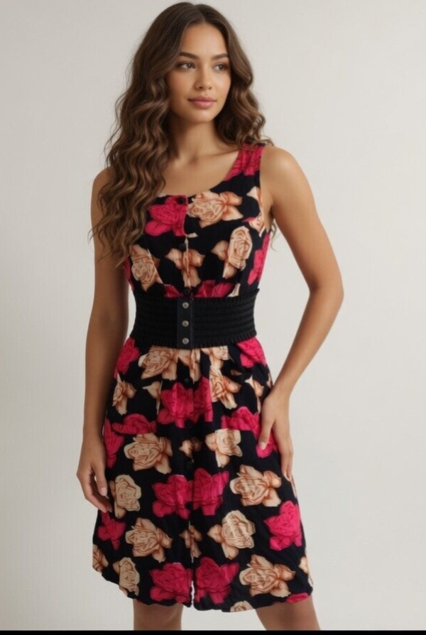 Robe fleurie style vintage boutonné - Taille 40 - Très bon état