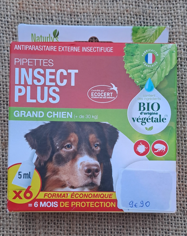 Pipettes antiparasitaires externes Insecte+ de Naturlys - grands chiens