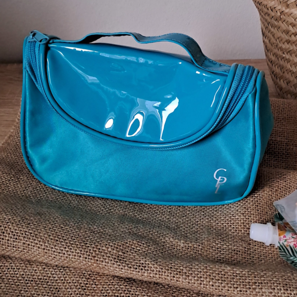 Trousse bleue brillante avec ouverture turquoise 💙 – Marque C pour L