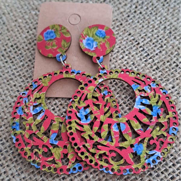 Boucles d'oreilles bohème en bois Rouge ❤️ B.0bois 5