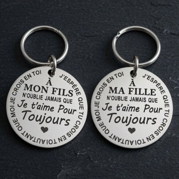 Porte-clés Amour Enfant – À Mon Fils / À Ma Fille "Je t'aime pour toujours" – Garçon ou Fille