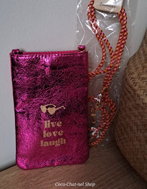 🩷Pochette Bohm rose flashy et brillante – 3 coloris avec bandoulière