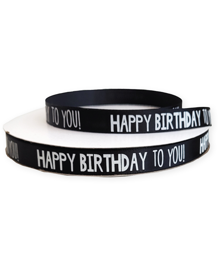 Satijnlint 12mm Happy Birthday to you - 5 meter