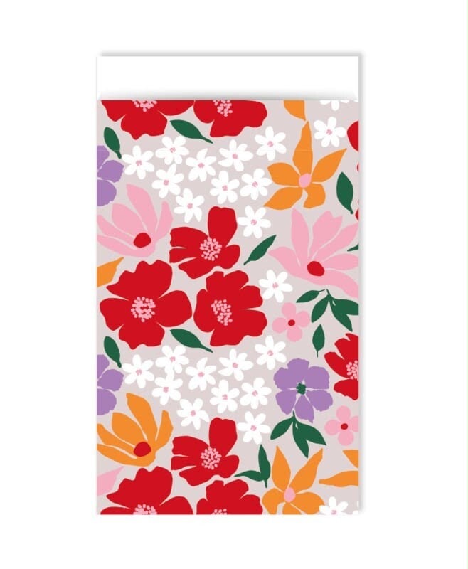 Cadeauzakje 12x19cm - Retro flowers