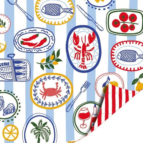 Cadeaupapier dubbelzijdig - Seaside Supper