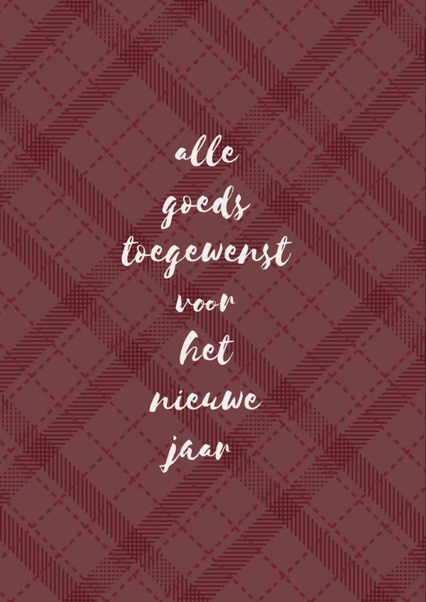 A6 kerstkaart - alle goeds toegewenst - bordeauxrood ruitjes
