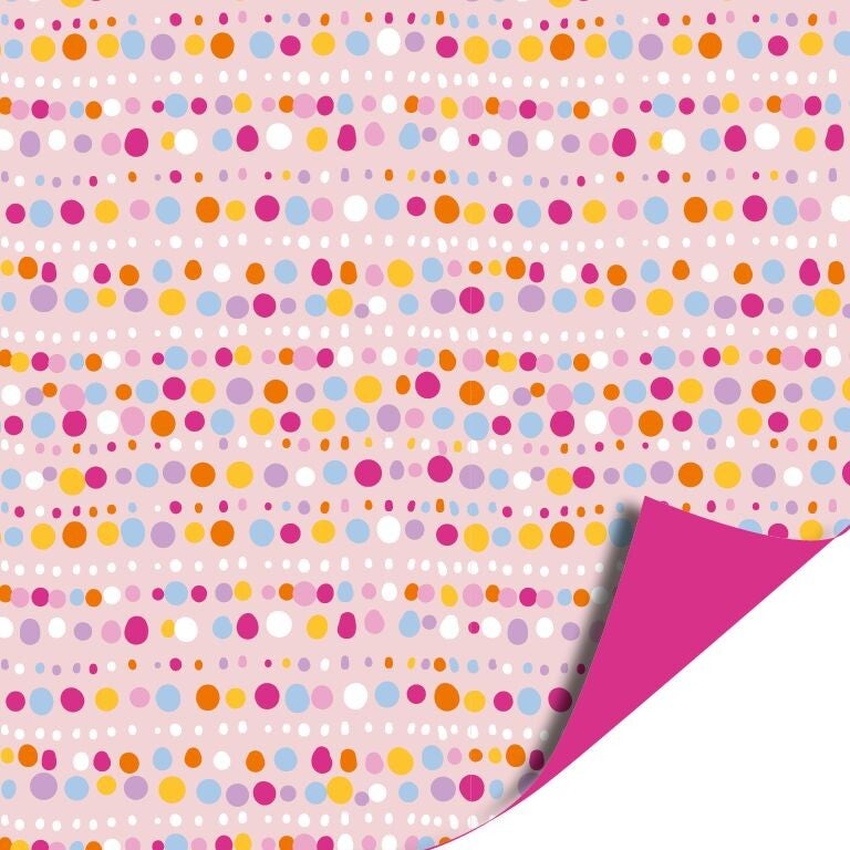 Cadeaupapier - Blooming Bubbles Pink - dubbelzijdig 200x70cm