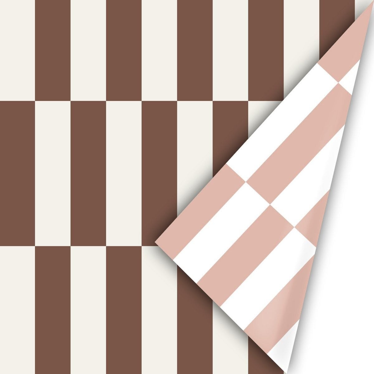 Cadeaupapier dubbelzijdig - Gestreept bruin/beige