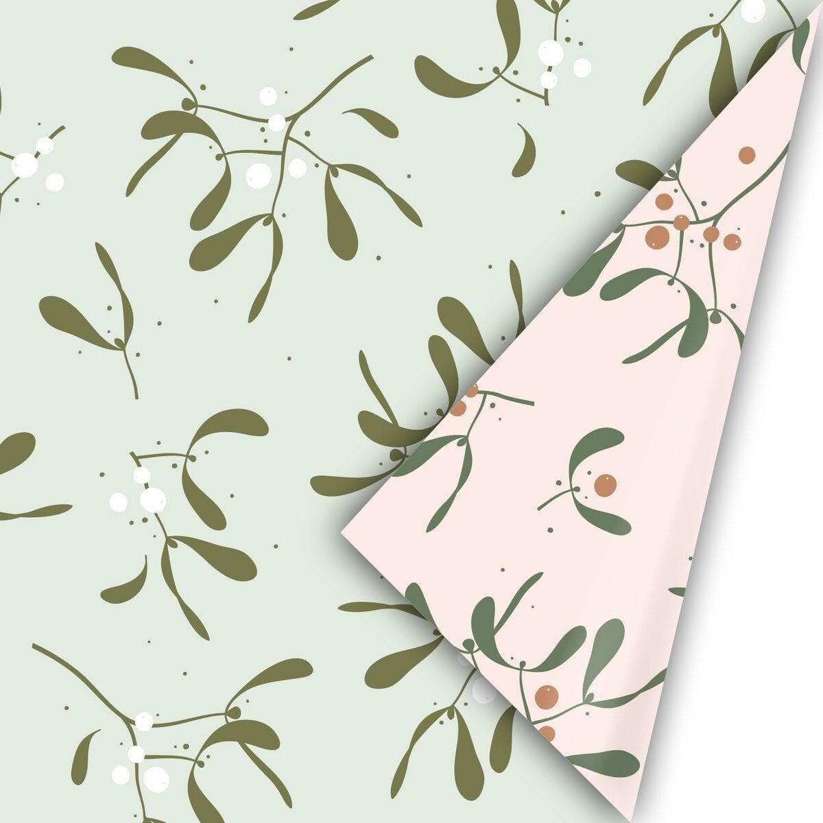 Cadeaupapier dubbelzijdig - Takje groen Xmas