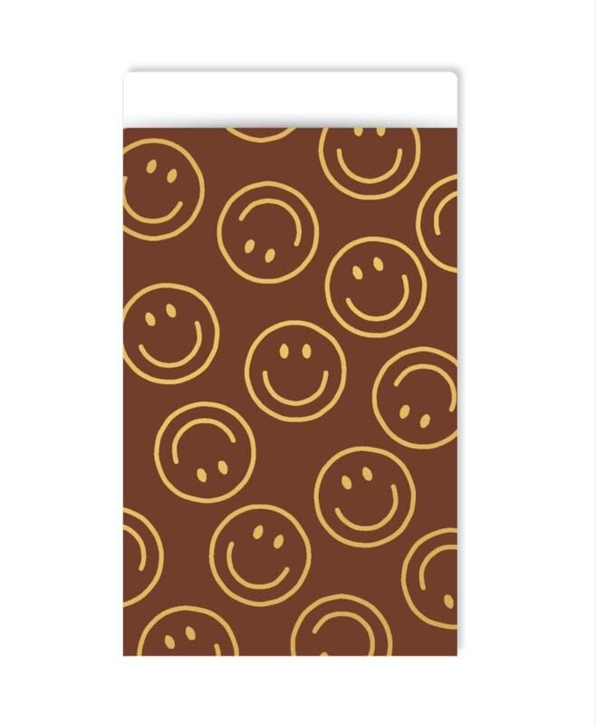 Cadeauzakje 12x19cm - smiley mokka