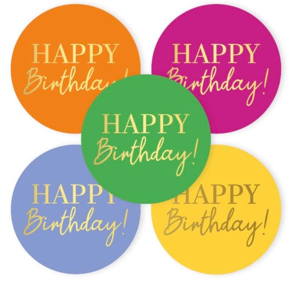 Stickers (10st) - Happy birthday - gekleurd
