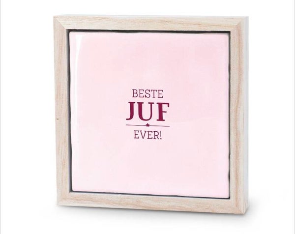 Lijstje met tegeltje  - Roze - Beste juf ever
