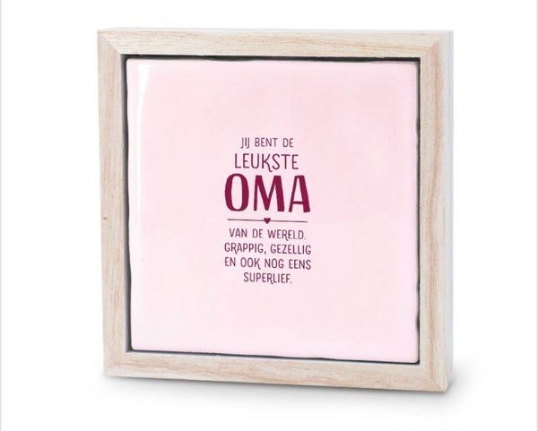 Lijstje met tegeltje - Roze - Leukste oma