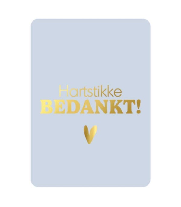 A6 kaart- Hartstikke bedankt - Blauw hartje