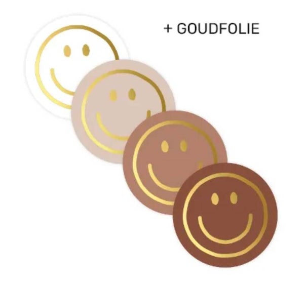 Stickers (10st) smiley mokka/wit