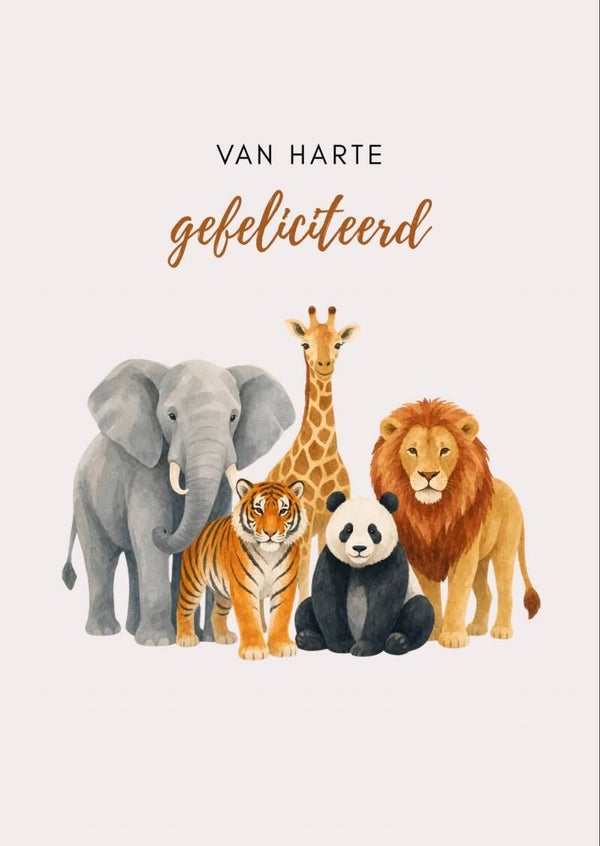 A6 kaart - gefeliciteerd dierentuin