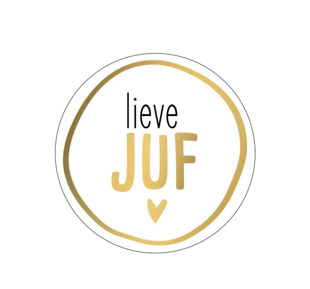 Stickers (5st) - lieve juf - hartje