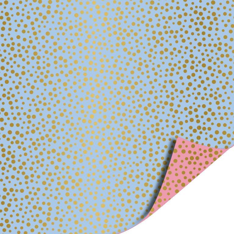 Cadeaupapier - Luxury dots blue/pink - dubbelzijdig 200x70mm