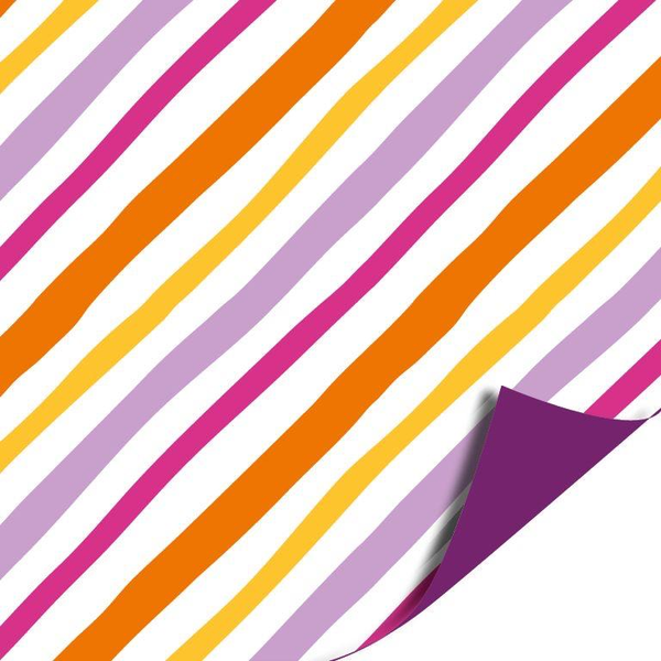 Cadeaupapier - Painted lines gekleurd - dubbelzijdig 200x70mm