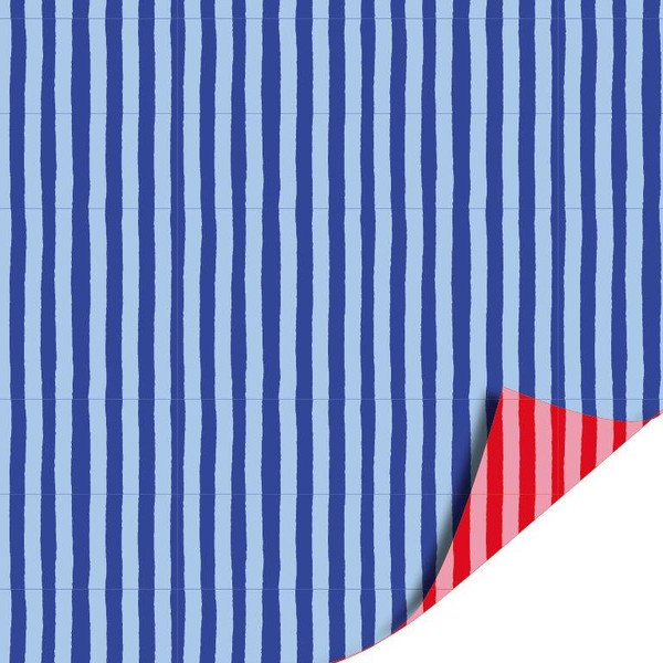 Cadeaupapier - Stripe blue/red - dubbelzijdig 200x70mm