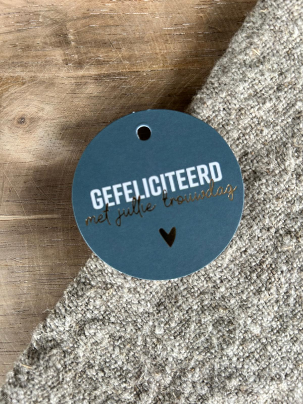 Cadeaulabel - Gefeliciteerd met julie trouwdag - D60mm