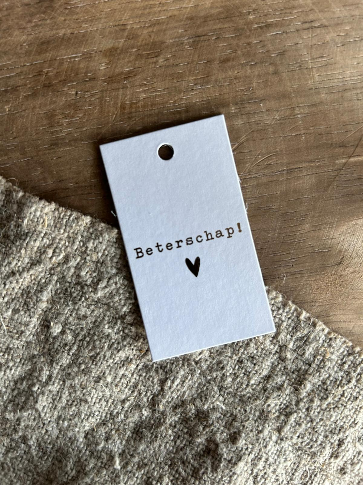 Cadeaulabel - Beterschap hartje - 40x70mm