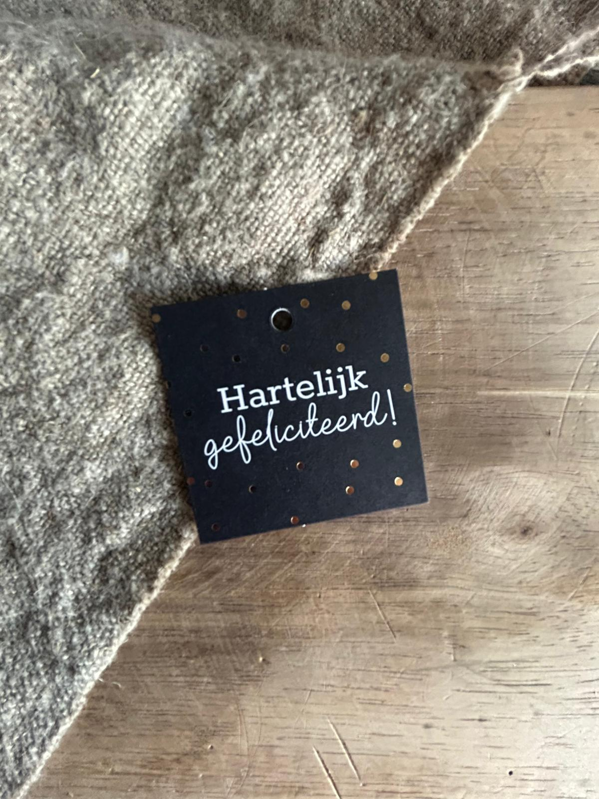Cadeaulabel - Hartelijk Gefeliciteerd - 60x60mm