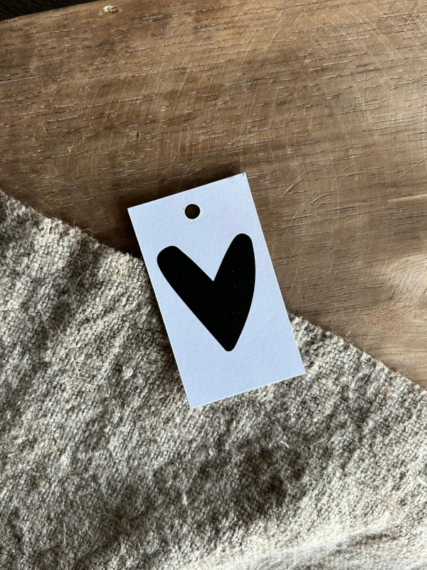 Cadeaulabel - Hartje zwart/wit - 40x70mm