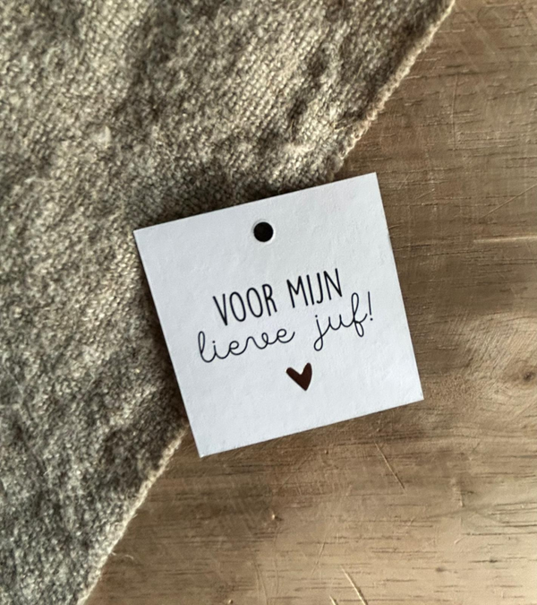 Cadeaulabel - Voor mijn lieve juf - 60x60mm