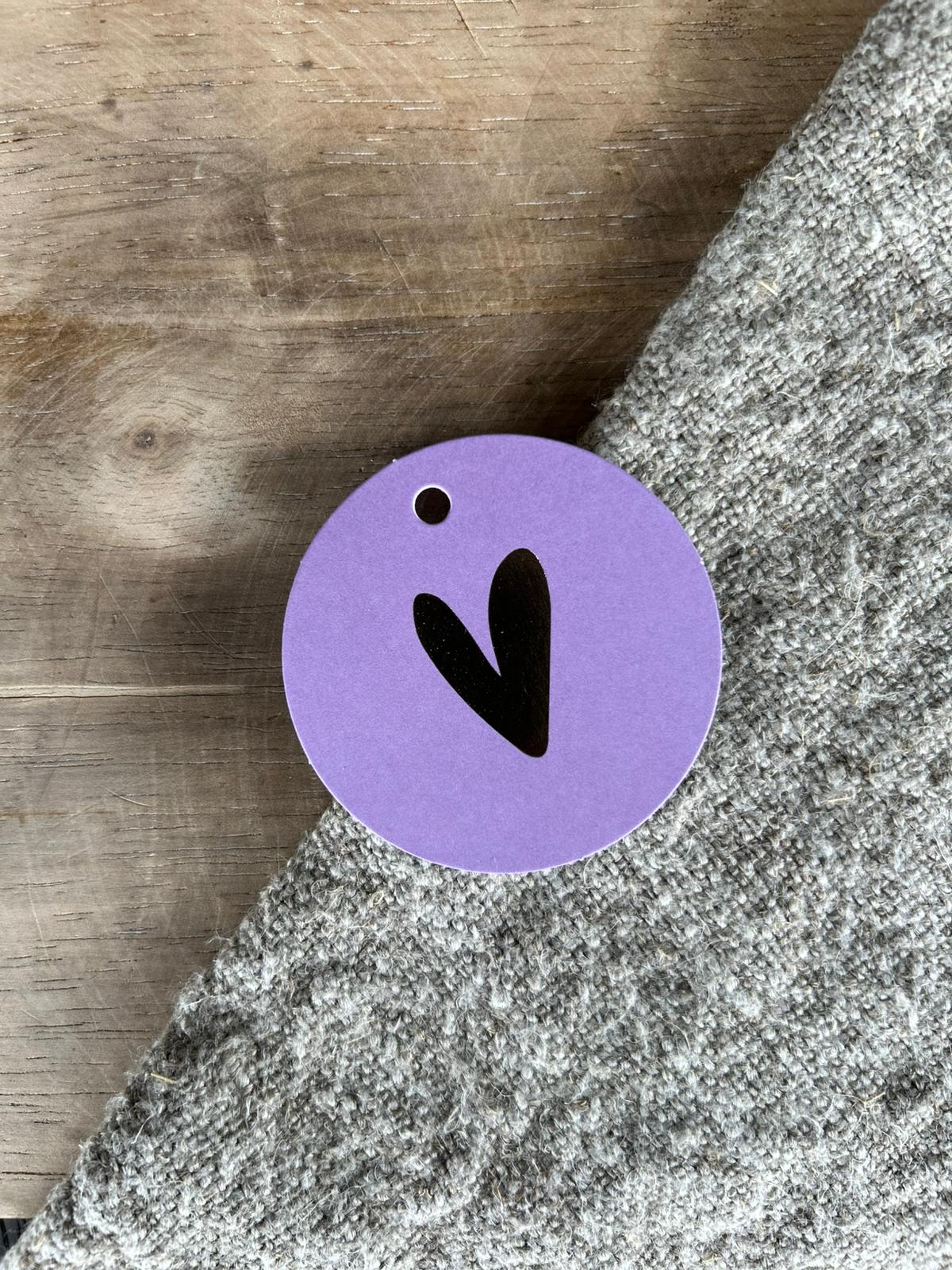 Cadeaulabel - hartje lila - D60mm