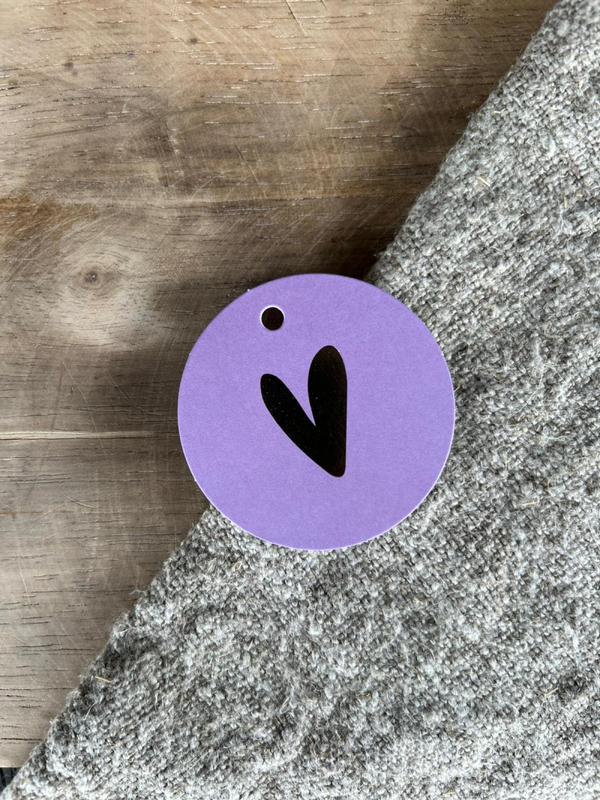 Cadeaulabel - hartje lila - D60mm