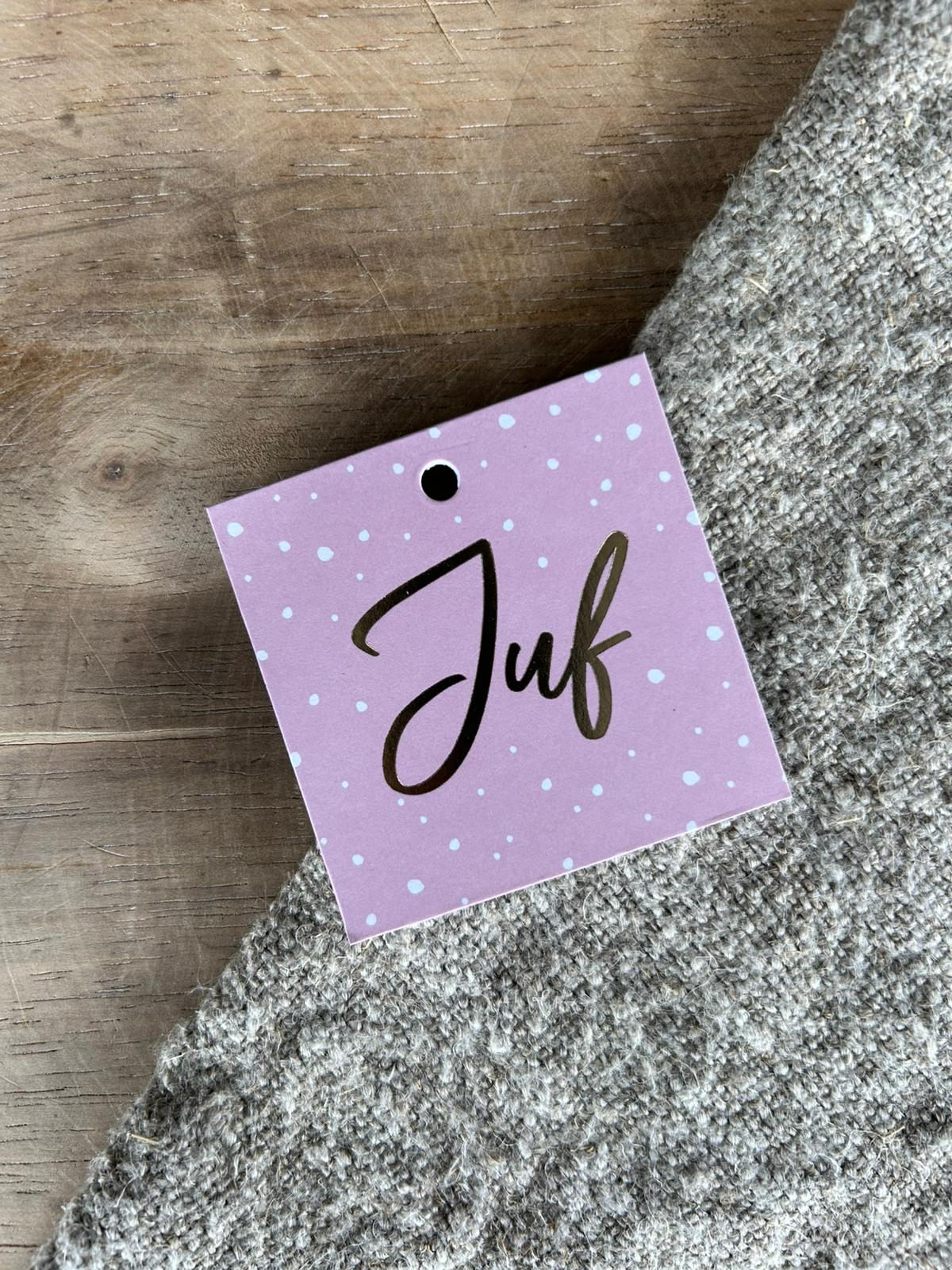 Cadeaulabel - Juf - 60x60mm