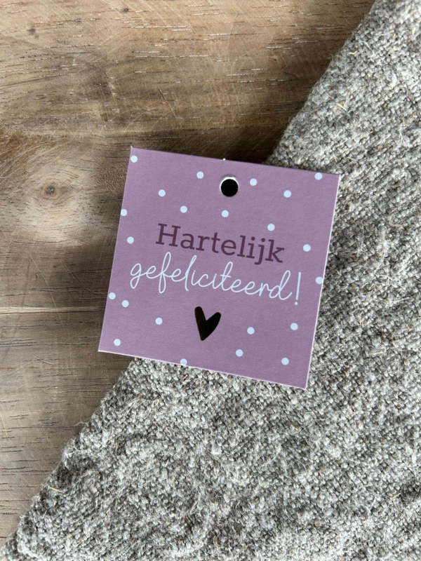 Cadeaulabel - Hartelijk Gefeliciteerd - 60x60mm
