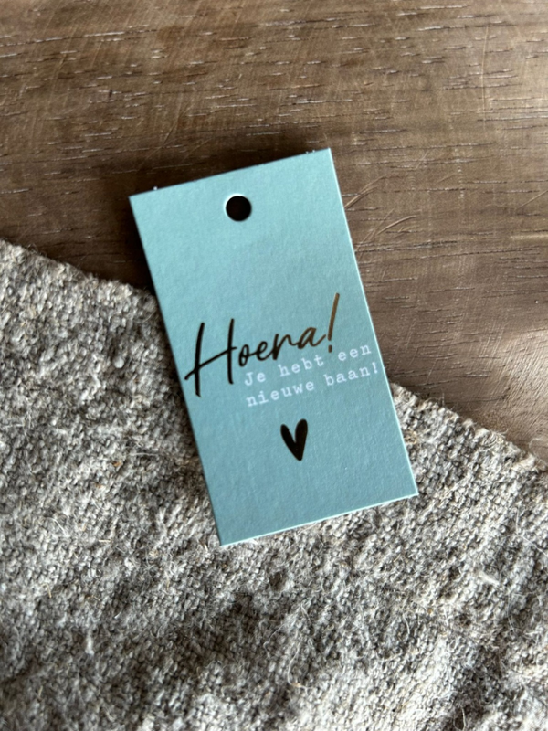Cadeaulabel - Hoera je hebt een nieuwe baan - 40x70mm
