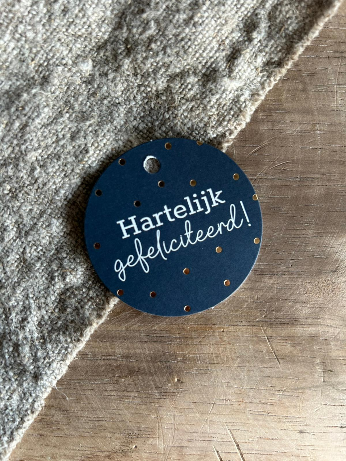 Cadeaulabel - Hartelijk Gefeliciteerd - D60mm