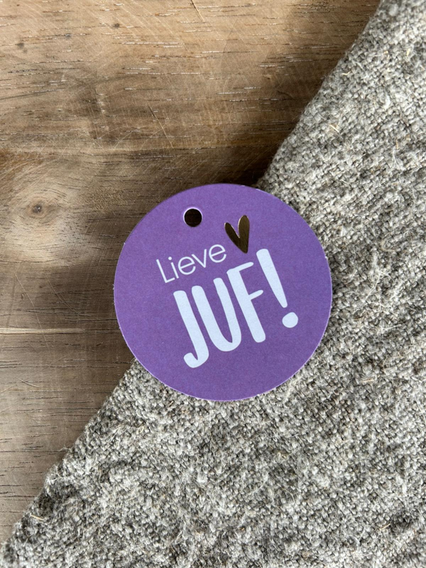 Cadeaulabel - Lieve Juf! - D60mm