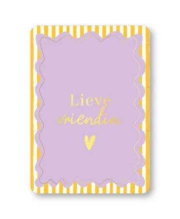 A6 kaart - Lieve vriendin - geel/paars